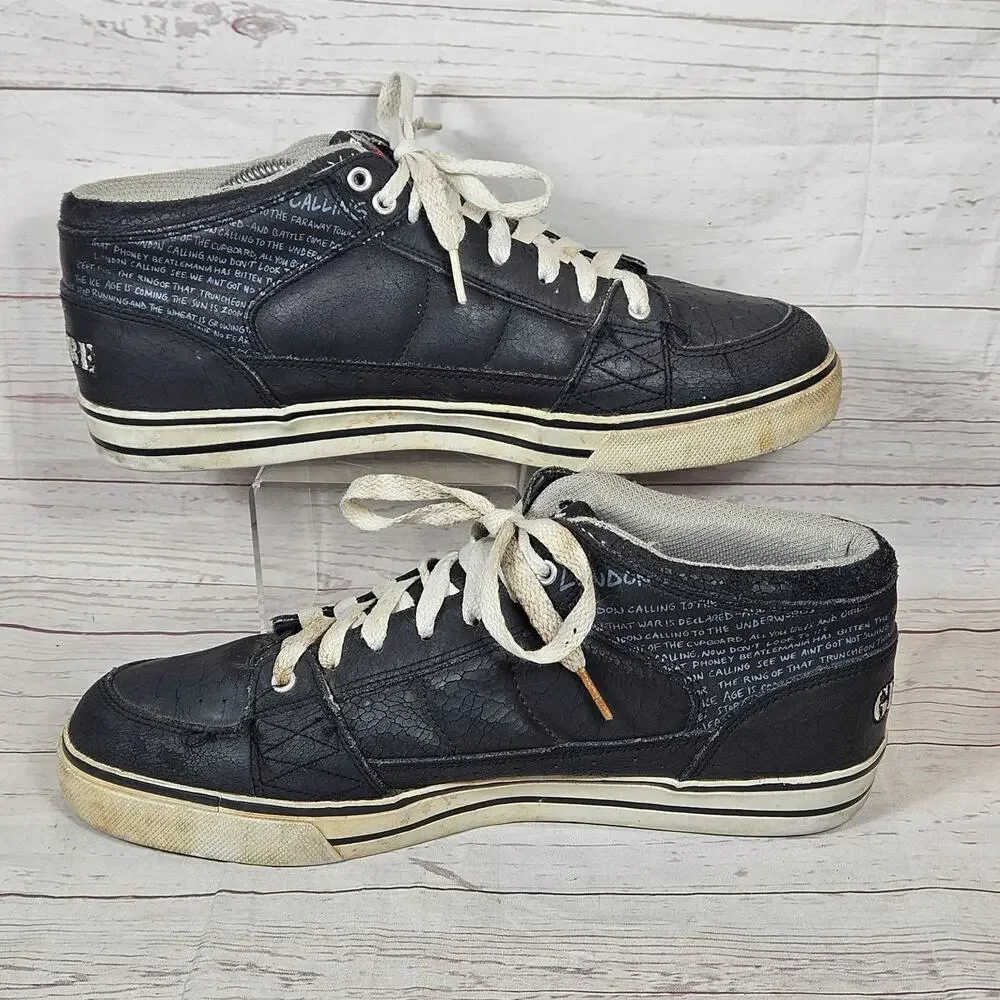 GLOBE The Clash London Calling Men's Black Mid-Top Skate Shoes Sneakers Size 12